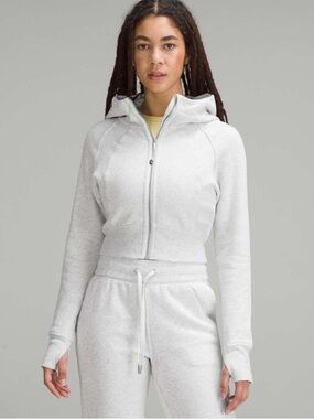 Lululemon Scuba Full-Zip Cropped Hoodie - Heather Light Grey